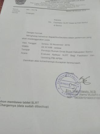 EVALUASI APLIKASI SLRT BAGI FASILITATOR DAN UPDATING PBI APBN